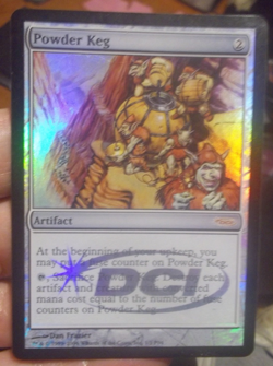 powder keg, mtg, magic, dci promo, foil, premodern- crease as seen- sleeve legal - Image 1
