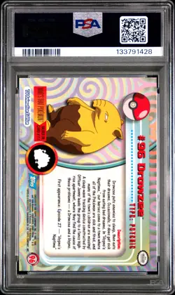 2000 TOPPS POKEMON TV ANIMATION SER 2 #96 DROWZEE PSA 10 - Image 2