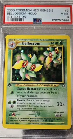 2000 Pokemon American 1st Edition Neo Genesis BELLOSSOM - HOLO Card # 3 PSA-9 - Image 3