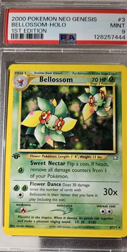 2000 Pokemon American 1st Edition Neo Genesis BELLOSSOM - HOLO Card # 3 PSA-9 - Image 4