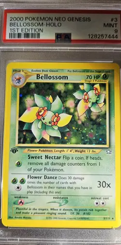2000 Pokemon American 1st Edition Neo Genesis BELLOSSOM - HOLO Card # 3 PSA-9 - Image 5