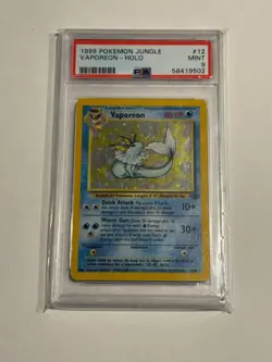 Pokemon TCG Vaporeon Holo Jungle Card 12/64 1999 PSA 9 - Image 1