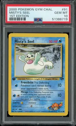 PSA 10 Misty's Seel 1st Edition Gym Challenge 91/132 Pokemon Card - Image 1