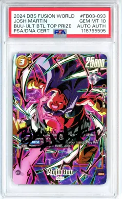 PSA GEM MT 10 Josh Martin Signed Dragon Ball Super Card Majin Buu FB03-093 - Image 1