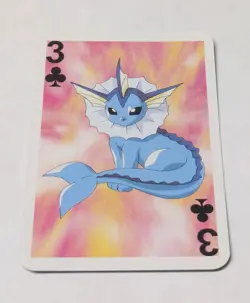 Vintage 1999 Bicycle Mini Playing Cards Vaporeon #3 of Clubs NM - Image 1