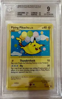 2009 POKEMON Platinum Rising Rivals #113 FLYING PIKACHU HOLO MINT BECKETT 9 LV12 - Image 1