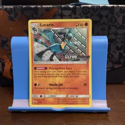 Pokemon TCG Lucario Sun & Moon Ultra Prism Stamped Prerelease Promo SM95 Holo - Image 1