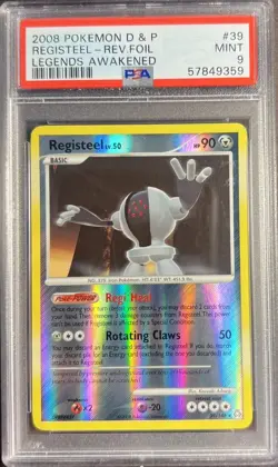 2008 Pokemon Diamond & Pearl Legends Awakened 39 Registeel Reverse PSA 9 - Image 1