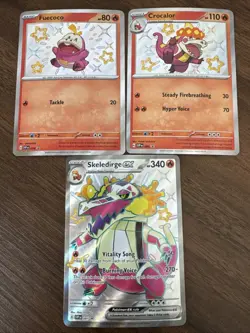 Pokemon Skeledirge EX Fuecoc Crocalor 079 080 081 Promo Holo Set Paldean Fates - Image 1