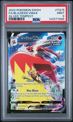 PSA 9 BLAZIKEN VMAX TG15/TG30 FULL ART SILVER TEMPEST POKEMON - Image 1