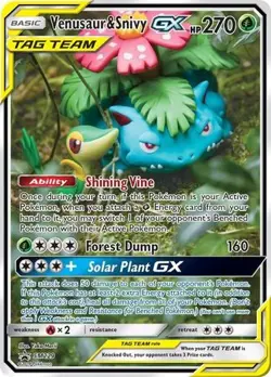 Moderately Played, English - 1 x Pokemon Venusaur & Snivy GX - SM229 - Holo Prom - Image 1