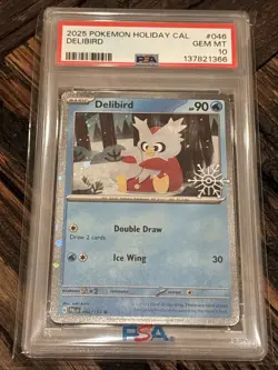 Pokemon Delibird 2025 Holiday Calendar Holo #046 PSA 10 Gem Mint - Image 1
