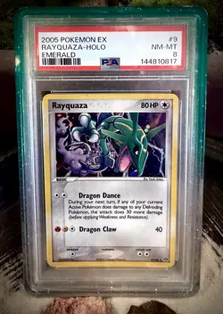 PSA 8 *NEW CERT* 2005 POKEMON EX EMERALD #9 RAYQUAZA-HOLO - Image 1