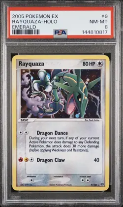 PSA 8 *NEW CERT* 2005 POKEMON EX EMERALD #9 RAYQUAZA-HOLO - Image 3