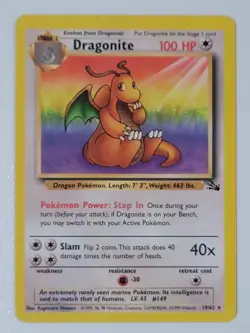 Pokemon Dragonite 19/62 1999 Fossil Unlimited - Image 1