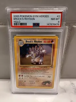 Brock's Rhydon 2/132 - PSA 8 - Pokemon: Gym Heroes - Image 1
