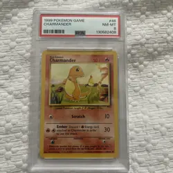 1999 POKEMON GAME BASE SET UNLIMITED #46 CHARMANDER PSA 8 - Image 1