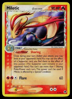 Pokemon Card - Milotic (Delta Species) Dragon Frontiers 5/101 Holo Rare - Image 1