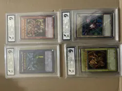 Yu-Gi-Oh God Cards Slifer Obelisk Ra + Red-Eyes Black Dragon RKT 9 Graded Lot - Image 1