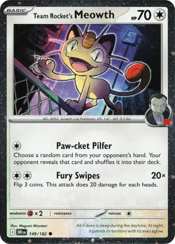 Team Rocket's Meowth (Cosmos Holo) Common Miscellaneous Cards & Products 149/182 - Image 1