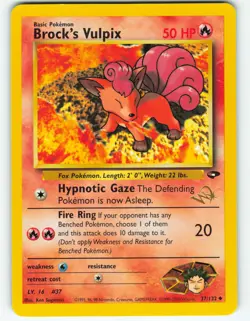 Brock's Vulpix - W Stamped - 37/132 Gym Challenge - WOTC - Pokemon TCG - 2000 - Image 1