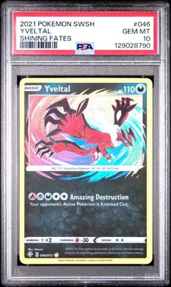 2021 Pokemon Shining Fates 046/072 Yveltal Amazing Rare Holo PSA 10 Graded - Image 1