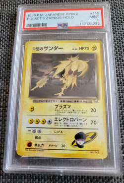 Rocket's Zapdos Pokemon 1999 Holo Gym 2 Challenge Japanese 145 PSA 9 MINT - Image 1