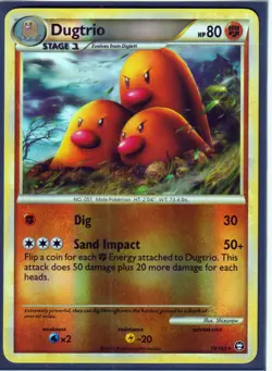 2010 DUGTRIO 19/102 HGSS TRIUMPHANT POKEMON CARD RARE-REVERSE HOLO-NM - Image 1