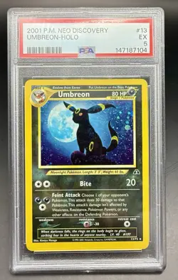 2001 Pokemon Umbreon P.M. Neo Discovery 13/75 Holo PSA 5 - Image 1