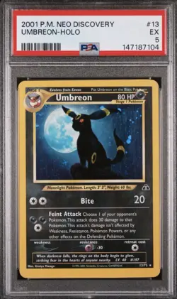 2001 Pokemon Umbreon P.M. Neo Discovery 13/75 Holo PSA 5 - Image 3