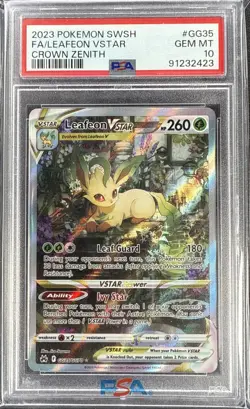 2023 Pokemon Sword & Shield Crown Zenith #GG35 FULL ART/LEAFEON VSTAR PSA 10 - Image 1