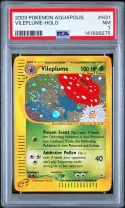 2003 Pokemon Aquapolis #H31 Vileplume Holo PSA 7 NM w SWIRL - Image 1