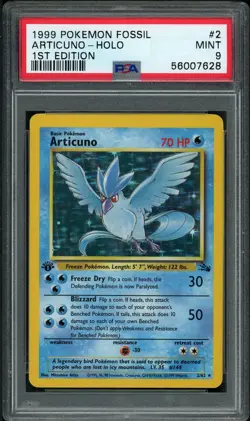 1999 POKEMON FOSSIL 1ST EDITION #2 ARTICUNO-HOLO PSA 9 - Image 1