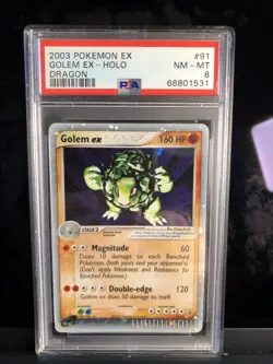 2003 POKEMON EX DRAGON #91 GOLEM EX-HOLO PSA 8 - Image 1