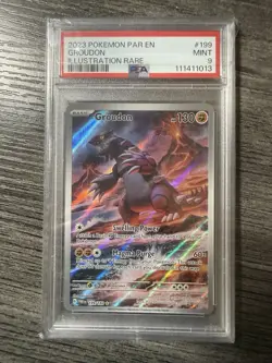 Pokemon Groudon SV04 Paradox Rift Illustration Rare Holo 199/182 PSA 9 (2023) - Image 1