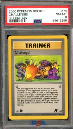 Pokemon Challenge! 74/82 1st Edition Team Rocket PSA 8 - Image 1
