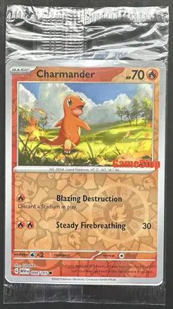 Pokemon TCG: Charmander 004/165 GameStop Exclusive Promo SEALED - Image 3