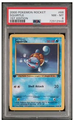 2000 Pokemon Squirtle 1st Edition Team Rocket PSA 8 - Image 1
