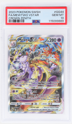 2023 Pokemon Sword and Shield Crown Zenith Mewtwo Vstar #GG44 PSA 10 - Image 1