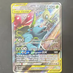 Pokemon Celebi & Venusaur GX SM167 Black Star Promo TAG TEAM Holo 270 HP Card - Image 1