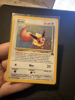 Eevee 11-Wizards of the coast - black Star promo Pokemon Card- WOTC WITH SWIRL - Image 1