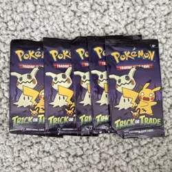 Pokemon TCG Trick or Trade 6 Booster Packs Mimikyu Pikachu cards collectible - Image 1