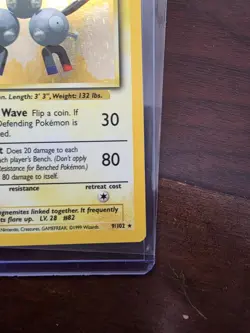 Magneton 9/102 Holo Unlimited WOTC Base Set Pokemon Card 1999 LP - Image 4