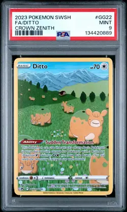2023 POKEMON SWORD & SHIELD CROWN ZENITH #GG22 FULL ART/DITTO PSA 9 - Image 1