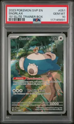 PSA 10 GEM MINT Snorlax ETB SVP 051 Black Star Pokemon 151 2023 English - Image 1