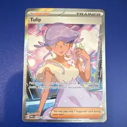 Pokemon Tulip Trainer Full Art Holo Ultra Rare 244/182 SV04: Paradox Rift - Image 1