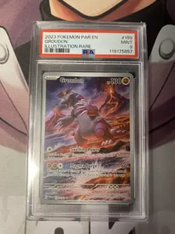 2023 POKEMON PAR EN-PARADOX RIFT #199 GROUDON ILLUSTRATION RARE PSA 9 - Image 1