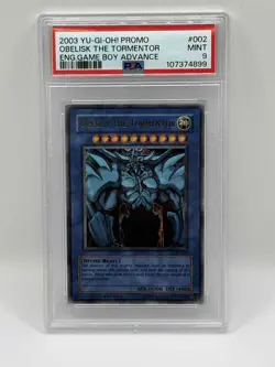 Yugioh PSA 9 MINT Obelisk the Tormentor GBI-002 Ultra Rare GBA Promo 2003 - Image 1