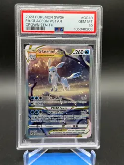 2023 POKEMON SWORD & SHIELD CROWN ZENITH #GG40 FULL ART/GLACEON VSTAR PSA 10 - Image 1