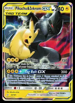 Pikachu & Zekrom GX 33/181 Ultra Rare Team Up Pokemon Card - Image 1